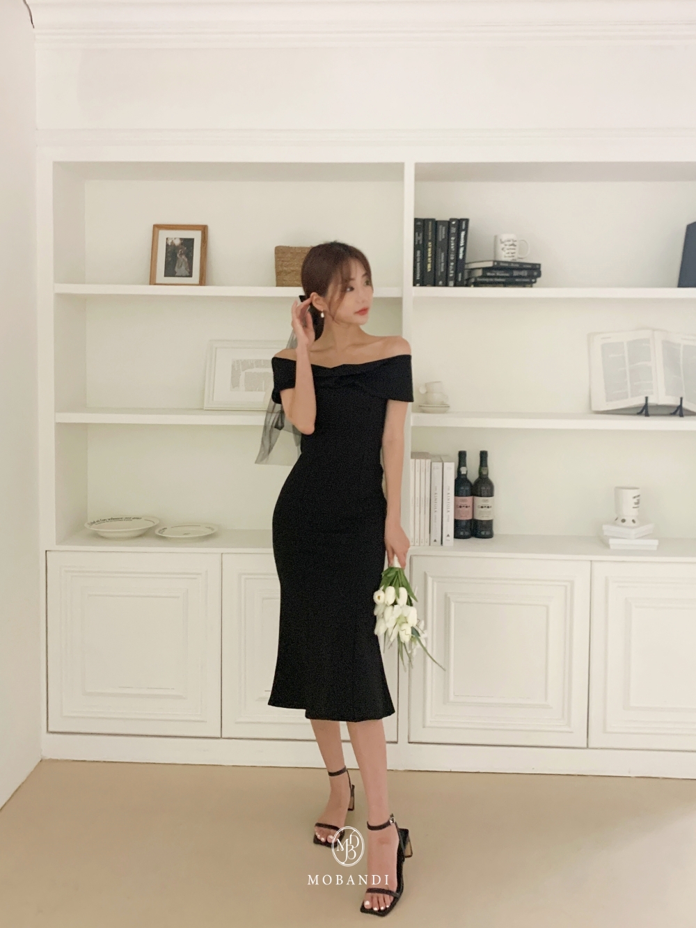모반디 블랙 리본 베일, 셀프웨딩 브라이덜샤워 스냅촬영 헤어 소품 파티 코스튬 상세 이미지 8